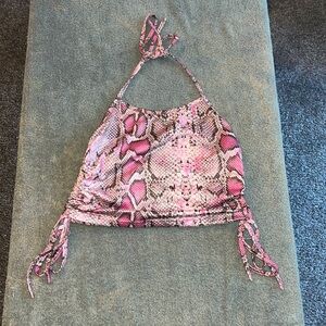 Shein Halter Neck Snake Print Top